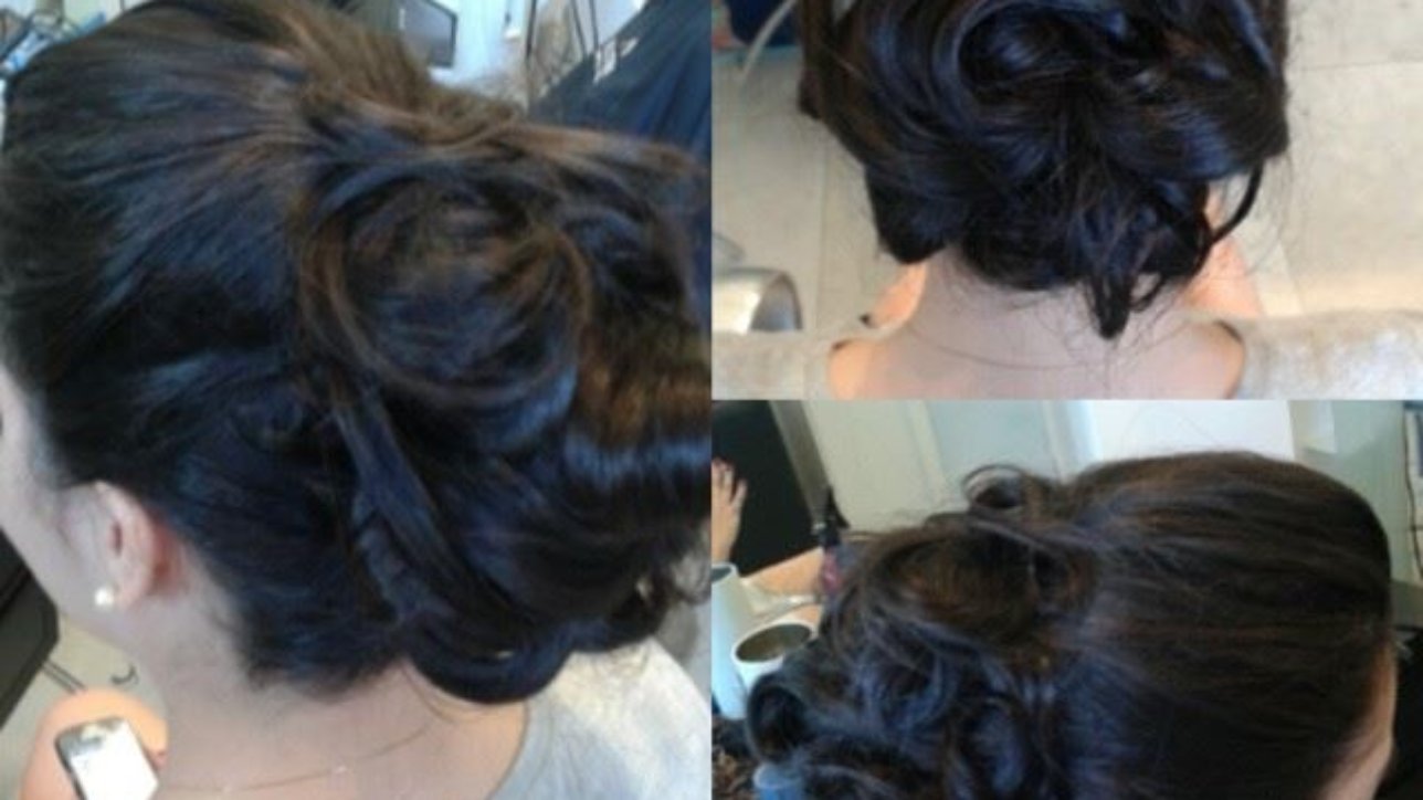 Penteado coque por Diego, no salão Altitude.