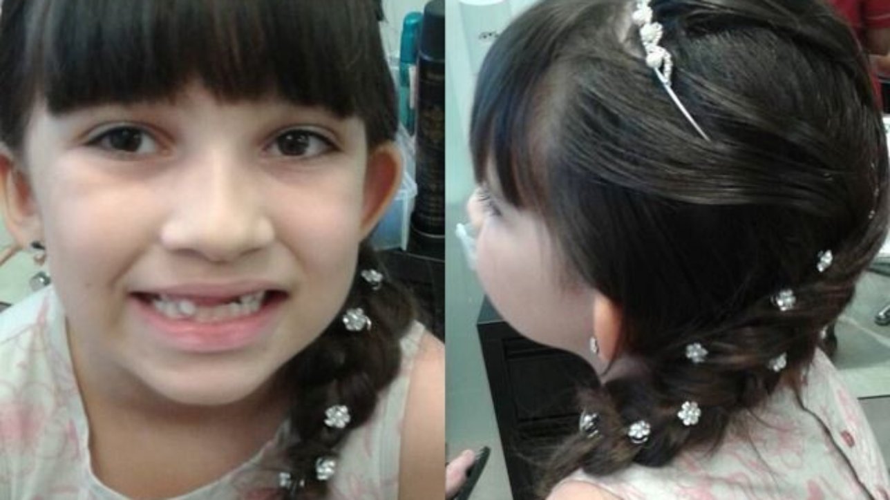 Penteado estilo Frozen para a linda Ágata, por Diego no salão Altitude.