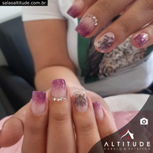 Unhas de fibra encapsuladas com flores secas